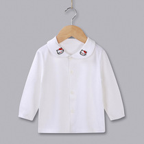Spring and Autumn Baby Shirt 2 Cotton Old Girl Long Sleeve T-shirt White base shirt Kids Cardigan