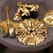 Copper plated 24K real gold flower piece DIY jewelry accessories(2371A)