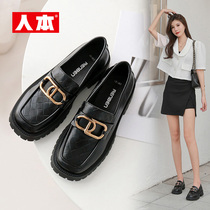 People Ben 2022 summer new retro English small leather shoes thin lazy loafers casual black shoes