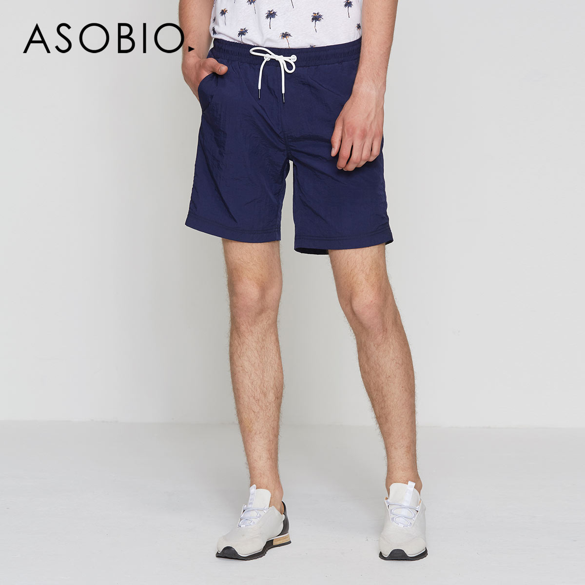 Asobio men's summer new men's casual shorts trend slim monochrome beach pants pants men's shorts