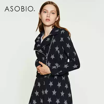 Asobio women's early autumn new women's jacket slim slant placket zipper lapel coat women's print