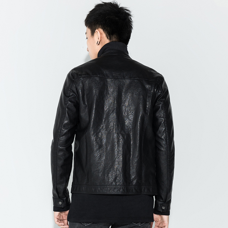 Hitam Pilihan Lelaki Kulit Jaket Kulit Pendek Slim Korea Musim Luruh