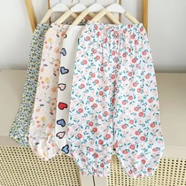 Child Miansilk mosquito-proof pants girl Summer thin ladies Lamp Cage Pants Artificial Cotton Baby Sleeping Pants Girl Casual Pants