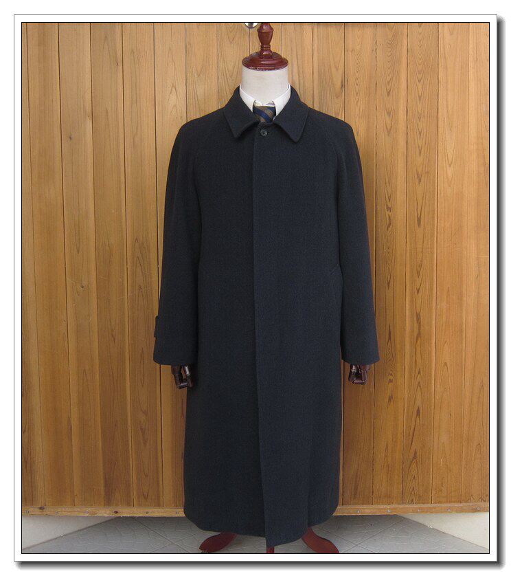 日系时尚sanyo中年男装冬季深灰色羊毛混纺长款连肩毛呢大衣*a563_7折