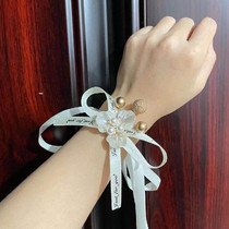 Sister group bridesmaid hand flower wrist flower high-grade beautiful rhinestone Korean-style Mori hipster wedding wedding bracelet