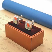 Antique Ming and Qing red ancient porcelain French cufflink shirt mens shirt mens business elegant Chinese jewelry