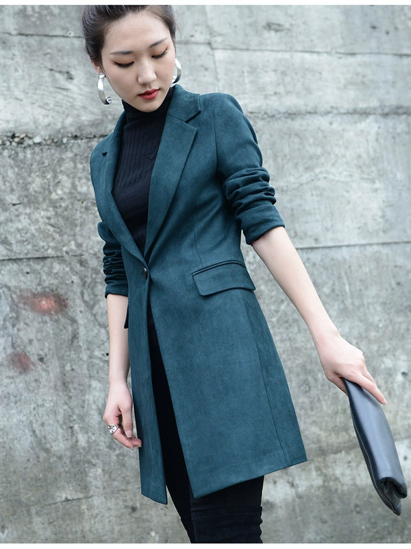 Áo khoác màu xanh lá cây đậm của phụ nữ ngắn năm 2020 mùa xuân và mùa thu mới Hàn Quốc phong cách Anh cổ điển Anh áo khoác mỏng phù hợp với phụ nữ - Business Suit