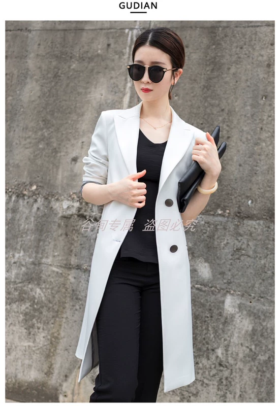 Blazer nữ phiên bản hàn quốc 2019 đi làm giản dị mỏng nhẹ giản dị giảm béo áo dài trung niên áo vest nữ màu trắng - Business Suit
