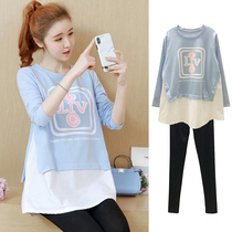 2021 early spring new pregnant women set out fashion style cover belly slim spring and autumn leisure spring two-piece set