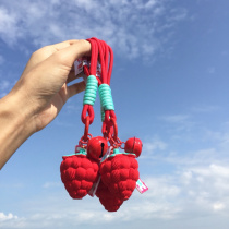 Retro Red Strawberry Pendant Tide Cool Cute Creative Paparazzi Student Couple Bag Bag Car Key Buckle Hanging Accessories