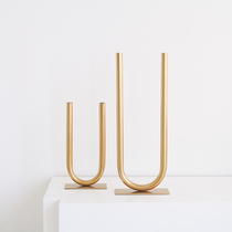 ladylike modern creative U-shaped golden candlestick ornaments hotel model room living room light luxury Crafts furnishings