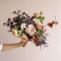 ladylike retro rose Model Room table flower artificial flower decoration living room dry flower bouquet