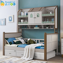 All solid wood childrens wardrobe bed one boy small apartment multi-function space-saving storage bed cabinet bookcase bed combination