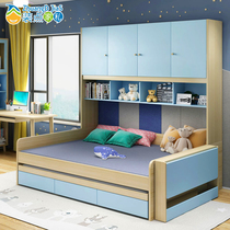 Childrens wardrobe bed cabinet one-piece boy single small apartment space-saving multi-function bookshelf bookcase combination bed cabinet
