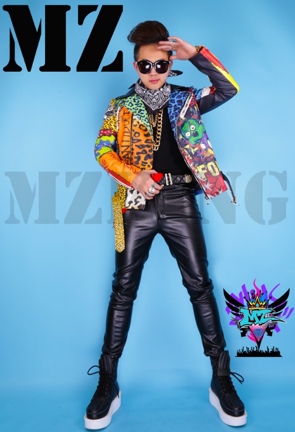 男歌手男dj夜店嘉宾bigbang权志龙gd同款黑色修身弹性皮裤演出服