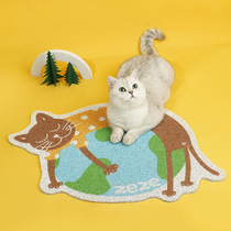 Cute Fun Cartoon Color Painted Multifunction Cat Sandal Mat Soft Thick Solid Resistant Bite Cat Food Cushion Anti Slip Wide Mat