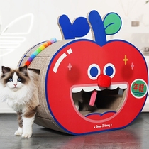 Cute Creative Fruit Series Apple Banana Grape Large Standing Corrugated Cardboard Cat Grappling Claw Cat Grab Board Toy