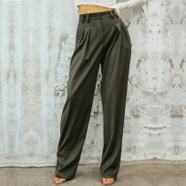 Fall-feeling high-waisted trousers womens hanging casual pants handsome Joker wide-leg pants loose suit pants big trousers