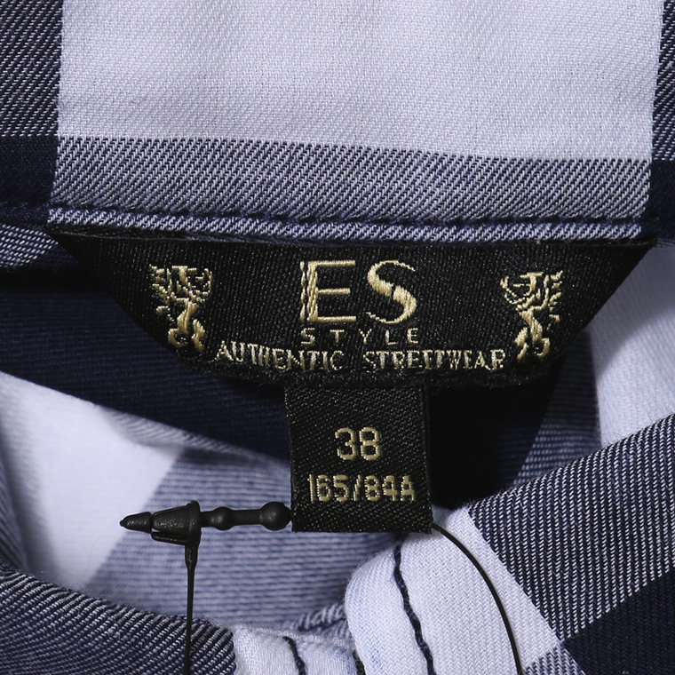 艾格ES2015夏新品U格纹休闲翻领衬衫15031429540吊牌价269元