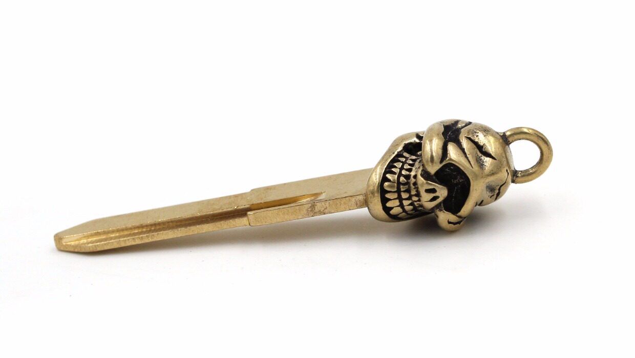 摩托车电动车钥匙头改装 本田黄铜钥匙柄高山隆骷髅个性手工