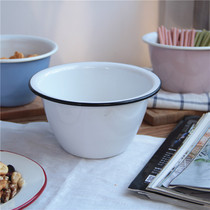 Full of family Japanese enamel fruit salad bowl basin and flour fermented uncovered hot pot seasoning bowl cake baking bowl