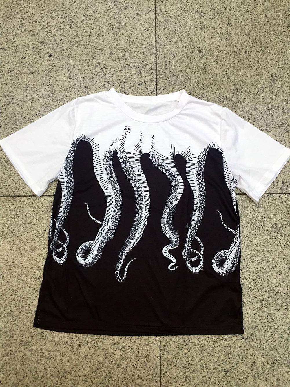 2098# ebaywish速卖通亚马逊休闲八爪鱼短袖t 上衣