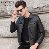  Mens leather clothing 2020 new slim Korean handsome leather jacket mens sheepskin short youth motorcycle clothing trend