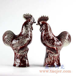 Jingdezhen Ceramic Rooster Red Glaze Sculpture Animal Fine Works of Art Zodiac Birthday Gift Modern Decoration