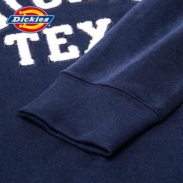 Dickies15秋季新款女装 圆领套头 涤棉抓绒印花卫衣