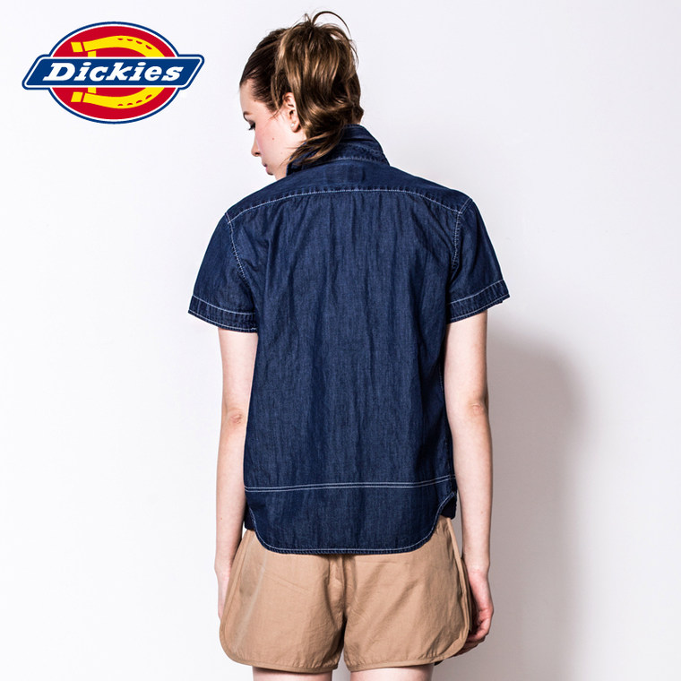 Dickies2015夏季新款女装 短袖衬衫 女士牛仔薄衬衣152W20WD08