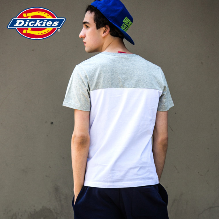 Dickies2015夏装男式印花短袖T恤 新款全棉撞色汗衫灰152M30EC18