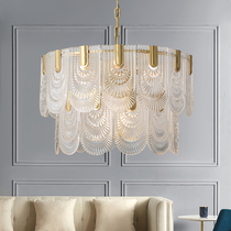 American light luxury all copper glass chandelier Nordic modern minimalist designer bedroom living room lamp