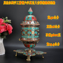 Nepal pure handmade copper eight auspicious fingers twisted warp wheel warp wheel height 40cm