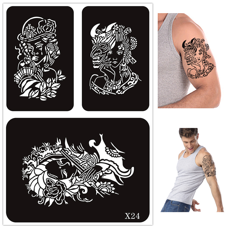 Internet Celebrity Small Tattoo Album Semi-Permanent Juice Template Hollow Pattern Template Album Album Embroidery HN Spray Painting Suit