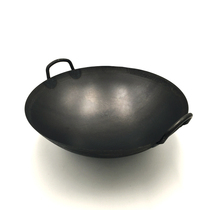 You Sheng Kee Thick bottom thin edge wrought iron uncoated two-ear double handle pure iron pot Round bottom traditional Chinese wok