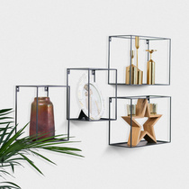 Nordic wall rack combination bedroom background wall decoration restaurant sofa creative hanging wall storage iron shelf