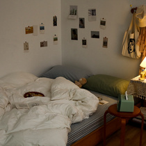 Pear dream ins blogger with simple Japanese solid color mix and match cotton wash cotton four-piece cotton sheet quilt cover