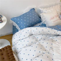 Pear dream two sides with girl heart cotton four-piece cotton sheets quilt cover little love lotus beddings