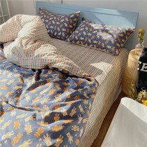 Pear dream 21 years spring and summer new cartoon cotton four-piece set students cute cotton sheets quilt cover bedding