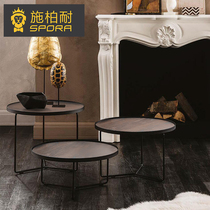 Modern style wrought iron round coffee table Small table combination simple creative personality living room American Nordic