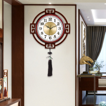 Han Dynasty creative living room solid wood wall clock Chinese silent clock simple atmospheric wood household quartz clock HW73