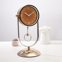 Hantime European light luxury metal night lights decorated the clock living room fashionable silent quartz clock bedroom wiring HD97