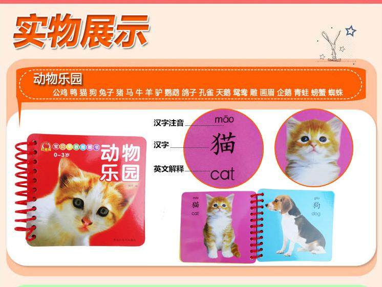 儿童认知动物书日常用品认物卡片早教宝宝看图识蔬菜幼儿水果食物