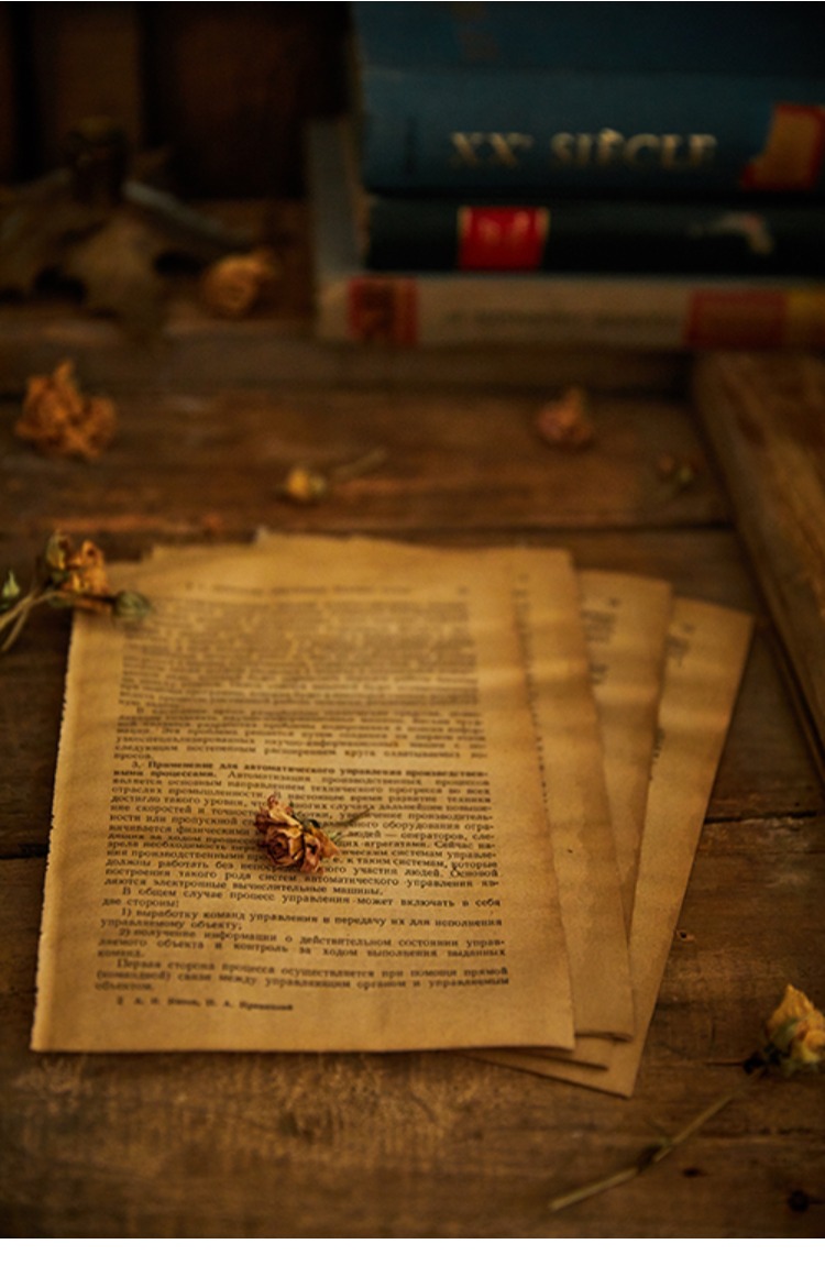 杂志书道具摄影复古泛黄外文旧书页古董书页十页家居装饰装饰美食