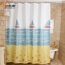 New polyester cloth water-proof shower curtain cloth thickened waterproof opaque bathroom blocking curtain Non-perforated shower curtain rod set