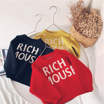 Xiaojie childrens clothing New Years clothing Baby boy sweater Tide childrens sweater Korean version of the childrens base shirt Girls  foreign style
