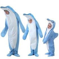 Luxury Halloween Childrens Day School Show Adult Children Baby Marine Animal Dolphin Performance Costume Parent-Child Dress