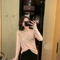MUKOK high collars undershirt womens spring autumn clothing 2020 new pure colour treachfront long sleeves Neapoloured to wear blouses