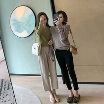 MUKOK sweater autumn winter dress lady 2019 new loose sleeve head 100 lap collar blouses bottom knit 100 sheep sweatshirt