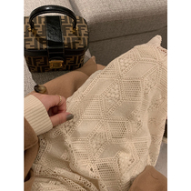 MUKOK solid color lace hollow skirt womens 2022 new autumn and winter fashion high waist thin a-line skirt